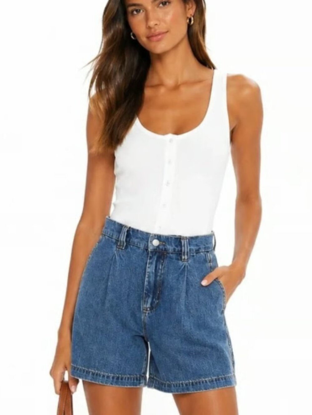 CURRENT ELLIOTT DENIM JEAN BERMUDA PLEATED SHORTS HERITAGE NWT $128 26 w